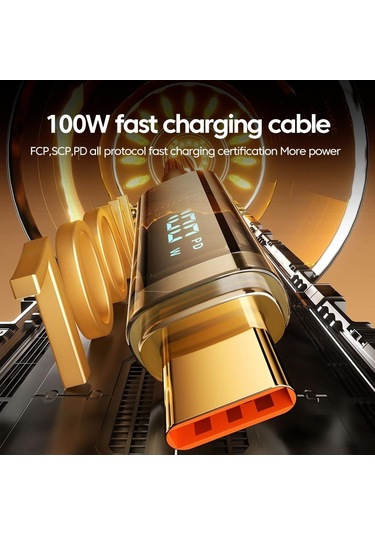 Vaorlo Led Ekran Hızlı Şarj Kablosu 100 W Süper Şarj Usb-c Pd-c Usb İos Uyumlu Tip-c İos Uyumlu Yüksek Hızlı Şarj Veri Kablosu Type-c To İos Uyumlu