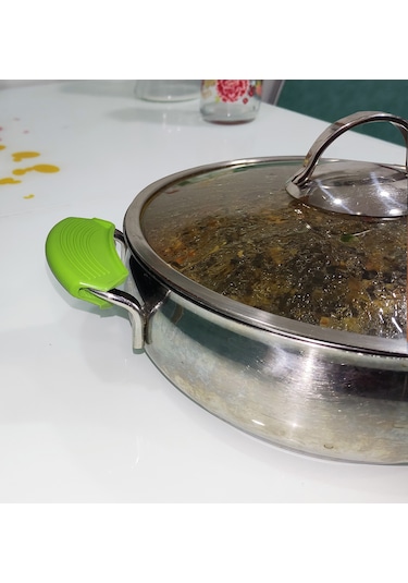 Sgteks Silikon Tencere Tava Yanmaz Yapışmaz Tutamaç Set Yeşil