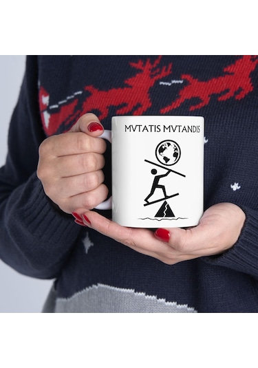 Mutatis Mutandis Kupa Bardak Değişimi Ve Uyumu Yansıtan Felsefi Tasarım Hediyesi Beyaz