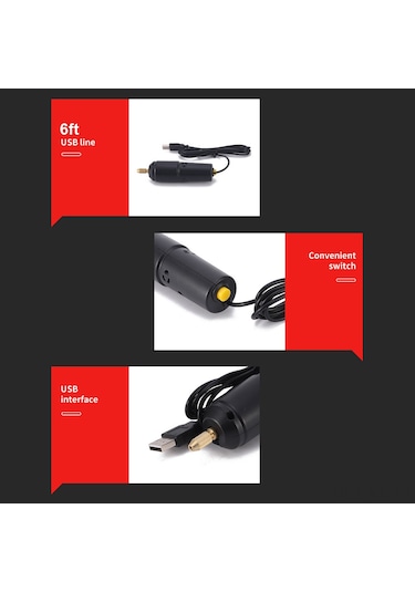 Kangvka Siyah Usb Minik Elektrikli Matkap - 10 Adet Matkap Ucu 0.8-1.2mm Ve 50'er Adet Altın/gümüş Kuyrukli Çivi İle Taş, Perde, Pırlanta Delme