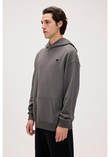 Bad Bear Drake Hoodie Os Asphalt Erkek Gri Kapüşonlu Sweatshirt 001