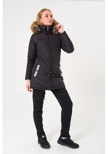 Toridas Kışlık Kürk Yaka Şişme Kadın Mont 7112siyahh 001
