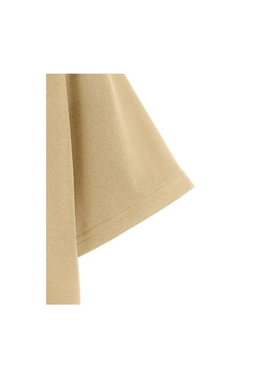 Kadın Oversize Bisiklet Yaka Düz Crop T-shirt - Bej