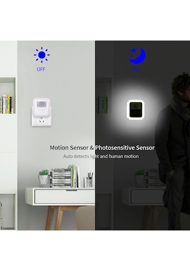 Jms Parlaklık Aydınlatma Süresi Ayarlanabilir Led Plug-in Hareket Sensörlü Gece Lambası Seçenekler Us Plug Çok Renkli