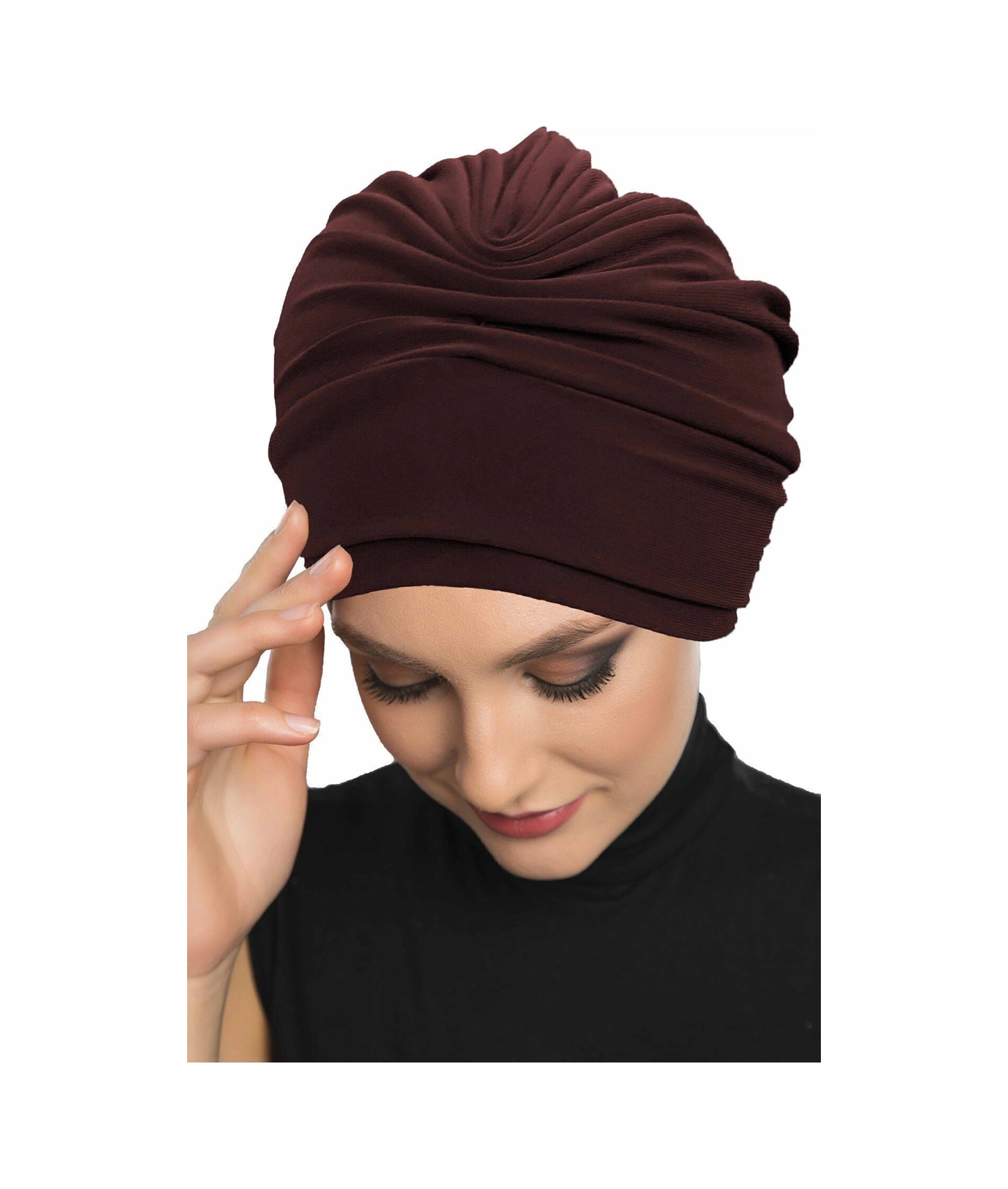 Çift Katlı Astarlı Kahve Hazır Türban Tesettür Dış Ve Havuz Bonesi Kahve