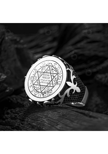 925 Ayar Gümüş Mühr-Ü Süleyman Erkek Yüzük (546715187)