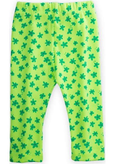 Cigit Neon Mevsimlik Kız Tayt 0-5 Yaş Yeşil Çiçekli Desen Yeşil