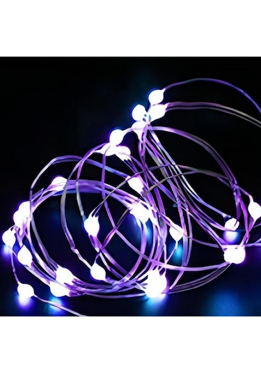 Mor 1/2/3/5/10/20/30m Led Dize Işıklar Pil Bakır Tel Çelenk Lamba Açık  30m Mor