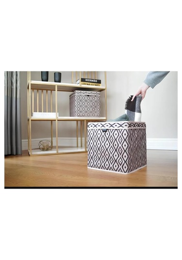 Bohe Raf Düzenleyici Kutu Dolap Organizer 30 X 30 X 30 Bej