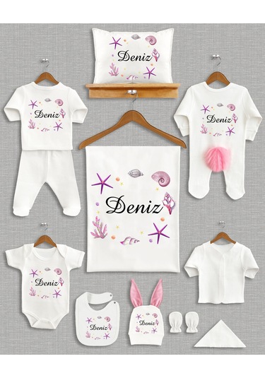 Ponponlu Tavşan İsme Özel 11'li Organik Hastane Çıkışı Ekru