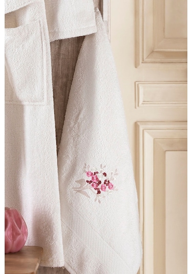 Güvenal Pamuxu 8 Parça Bornoz Seti Bornoz Takımı Çeyiz Seti 3 Kahverengi