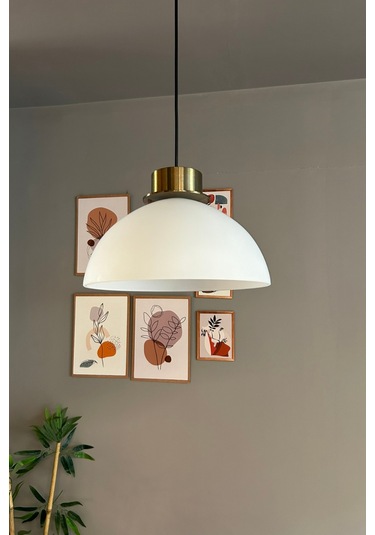 Perry Beyaz Cam Tekli Avize Ufo Plafonyer Başlık Retro Sarkıt Lamba Restoran Salon Aydınlatma Beyaz