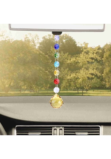 Asılı Pencere Kolye El Yapımı Gökkuşağı Kristal Prizmaları Top Avize Lambası Noel Dekoru Sarı Diğer