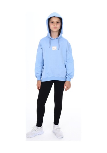 Toontoy Kız Çocuk Armalı Taytlı Takım Mavi