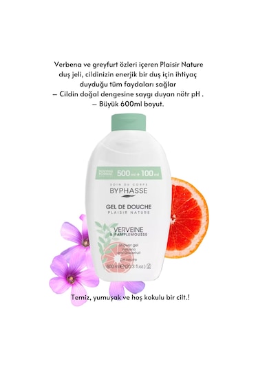Byphasse Plaisir Natura Verbena & Greyfurt Duş Jeli 600 ML