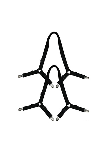 Ximistore9 Ev İçin Özelleştirilebilir Çarpraz Dikişli Yatakörtü Sabitleyici, Esnek Elastik Askı Klembi - Siyah 2 Adet Siyah