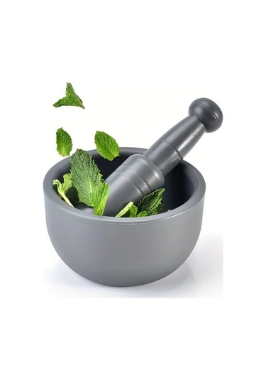 Fochsia 2 Adet Plastik Havan Ve Tokmak Seti - Baharatlar Ilaçlar Için Dayanıklı Kahverengi Mutfak Öğütücü