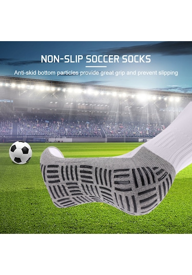 Folinda Beyaz Uzun Futbol Çorabı - Rahat Polyester, Nefes Alıcı, Ter Emici, Kaymaz Önleyici Taban S 29-34 Beyaz