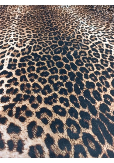 Leopar Ipek Kadife Yarım Balıkçı Yaka Bodycon Elbise Leopar