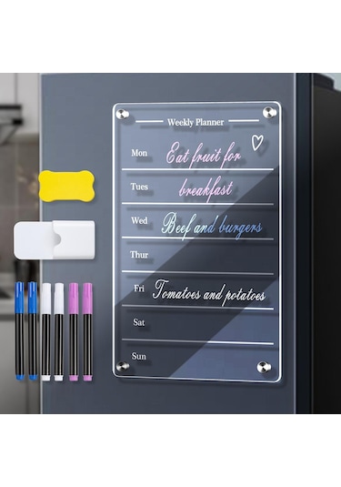 Suntek Manyetik Kuru Silme Tahtası Buzdolabı Haftalık