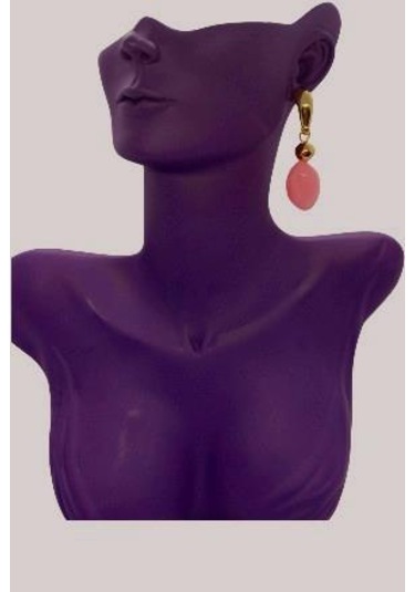 Pembe Taşlı Modern Damla Küpe - Kadın