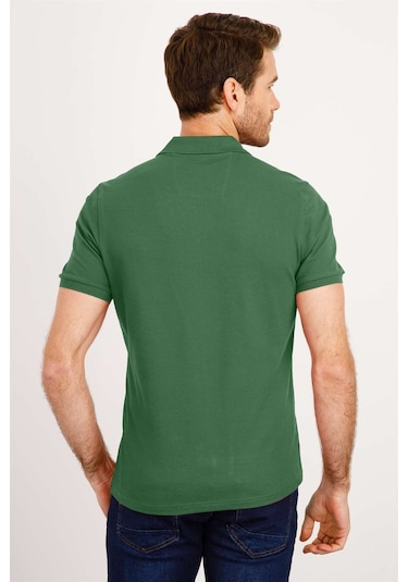 Igs Modernfit Dar Kalıp Erkek Polo Yaka Tişört Nefti Yeşil