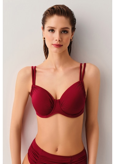 Suwen Balenli Körüklü Toparlayıcı Bikini Üst Sbn25940c020 Bordo