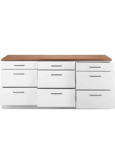 Samba Mutfak 9 Çekmeceli Alt Modül 200 Cm - Çok Amaçlı Dolap -tezgah Dahil Beyaz