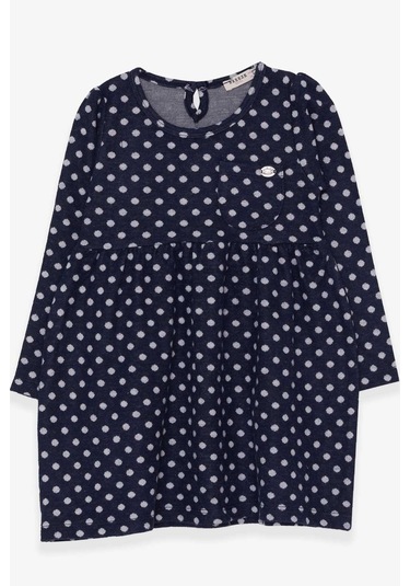 Breeze Kız Çocuk Uzun Kollu Elbise Puantiye Desenli 4-8 Yaş, Lacivert Lacivert
