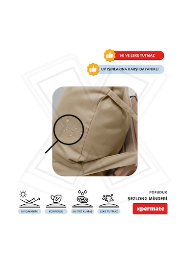 Xpermate Pofuduk Şezlong Minderi 60x180x12cm Su İtici, Bej