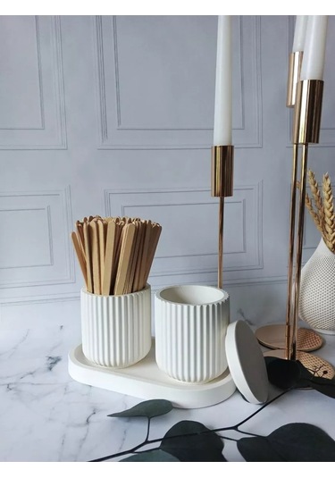 Cre Art Kuru Çiçekler İçin Dekoratif Alçı Set Ev Dekorasyonu İçin Kuru Çiçek Vazosu Alçı Seti 236592464 Beyaz