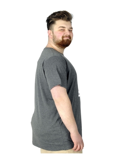 Mode Xl Büyük Beden Tshirt Baskılı Flu 22152 Antramelanj 001