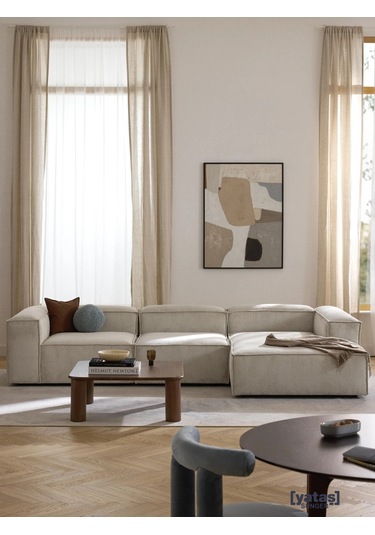 Most Mollis Plus 3 Modül Sağ Köşe Koltuk Fitilli Kırık Beyaz Kadi