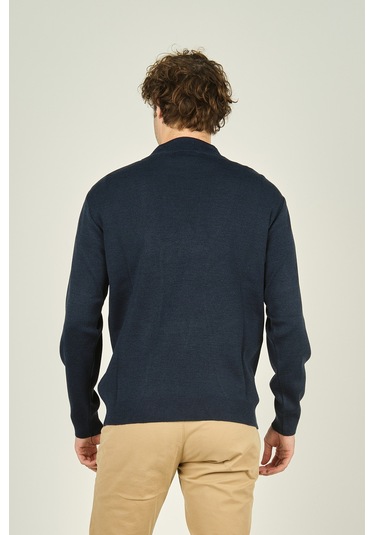 Ateş Triko Erkek Yarım Balıkçı Yaka Yün Kazak 6091024 Indigo Indigo İndigo