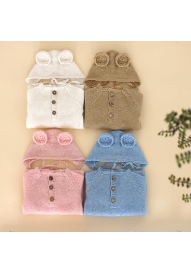 Born Fotoğraf Sahne Kıyafetleri Tiftik Ayı Şapka Romper Bodysuit Bebek Fotoğraf Çekimi Kıyafetler Bebekler İçin Destek Beyaz Beyaz