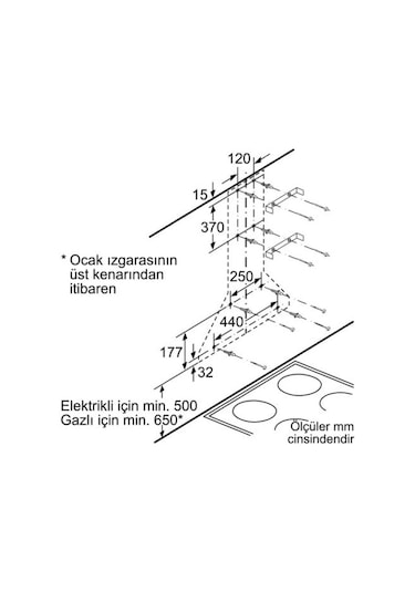 Siemens LC64PCC50T Ankastre Duvar Tipi 60 CM Davlumbaz