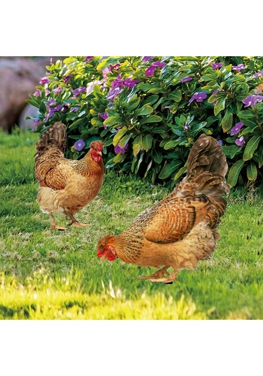 2023 Bahçe Süsleri Heykeller Tavuk Süsleri Horoz Heykelleri 2d Düz Bahçe Sanat Dekoru Çift Taraflı Desenlic