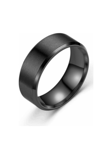 Siyah Titanyum Çelik Mat Yüzük Melanin, Paslanmaz Çelik Erkek Fırçalanmış Yüzük Yüzük 11-8mm Siyah