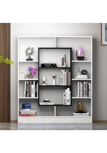 Venüs Kitaplık - Parlak Beyaz / Siyah