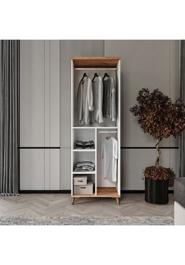 Bohem 2 Kapaklı Aynalı Komple Mdf Gardırop - Elbise Dolabı