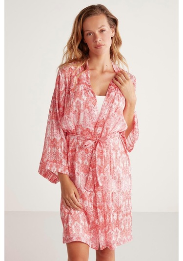 Penye Mood Desenli Sabahlık Takım Çok Renkli