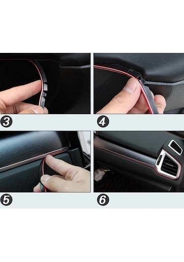 Ford Fiesta Araç Içi Nikelaj Kırmızı 2 Metre Torpido Ip Trim Fitili