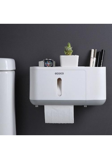Tuvalet Kağıdı Tutucu Yaratıcı Ile İki Depolama Banyo Mutfak Tuvalet Kağıdı Dağıtıcı Plastik Duvar Su Geçirmez Tuvalet Rulo Tutucu Taşınabilir Tuvalet Kağıdı Sahipleri 22 x 13.6 x 11.2 CM
