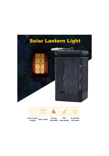 Dofolink Güneş Enerjili Alev Işığı - Ip65 Su Geçirmez Dış Mekan Led Feneri Bahçe Bahçe Dekorasyon Lambası Siyah