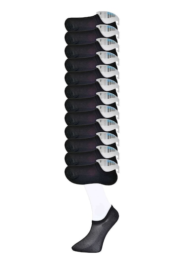 Siyah Erkek Görünmez Çorap 12 Çift Antra Melanj