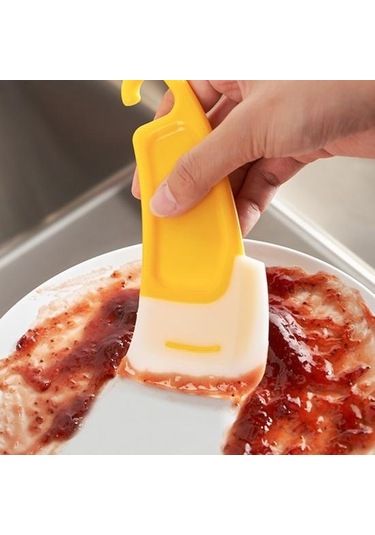 1/2 Adet Mutfak Silikon Yumuşak Kazıyıcı Yemek Kirli Kızartma Tavası Bulaşık Tencere Temizleme Spatula Yıkama Aletleri Mutfak Aletleri Sarı