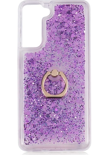 Teknomoda Samsung Uyumlu Galaxy S21 Fe Kilif Sulu Simli Yüzüklü Standli Silikon 531864805