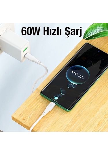 Hoco X93 Force 60W Type-c To Type-c Ultra Hızlı Şarj Ve Data Kablosu