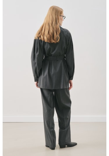 Geniş Kol Kemerli Gömlek Antrasit Antrasit
