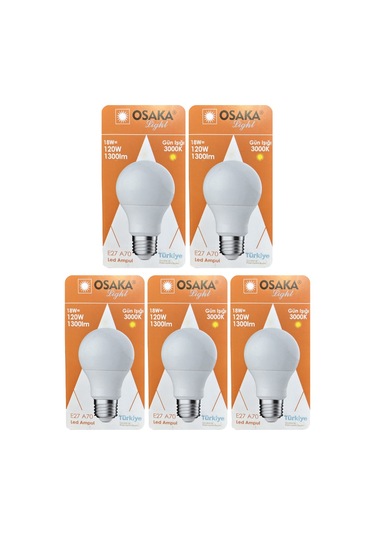 5 Adet Osaka 18w 120w Sarı Işık 3000k E27 Duylu Kalın Duy Led Ampul